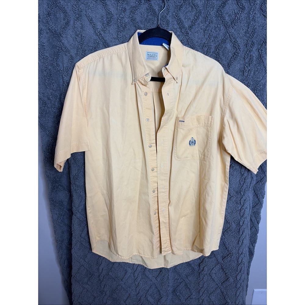 Vintage Bugle Boy Company Short Sleeve Button Down Shirt Yellow Size M